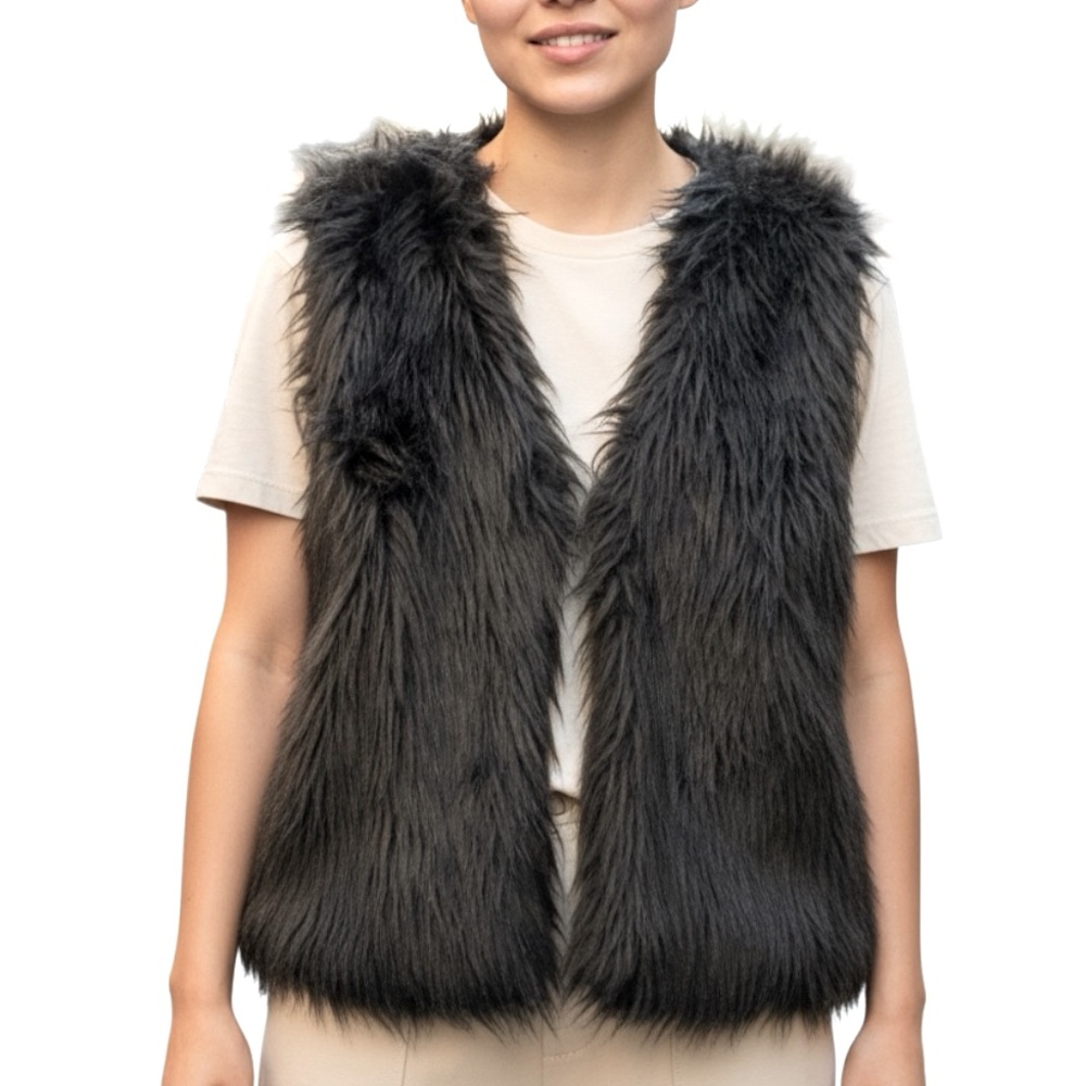 H&M Black Faux Fur Gilet